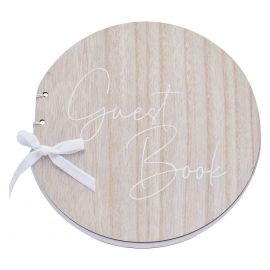 Livre d'or mariage rond en bois personnalisable