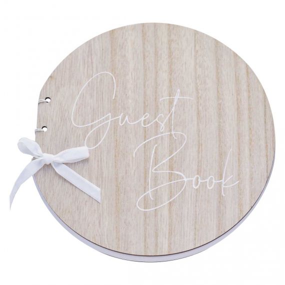 Livre d'or mariage rond en bois personnalisable
