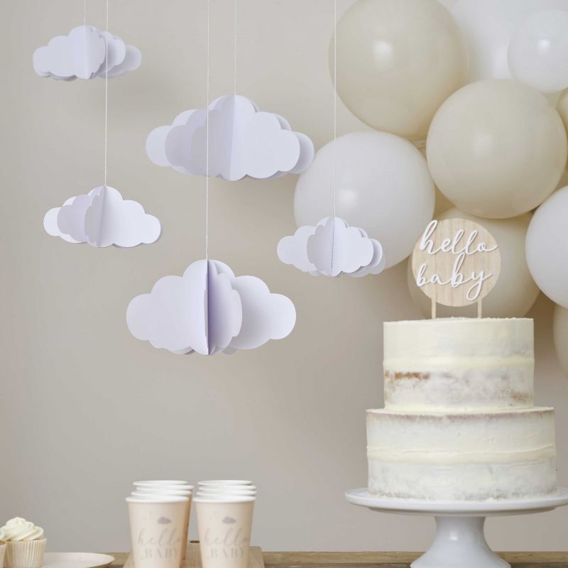 Décoration suspendu baby shower nuage 3D - MODERN CONFETTI