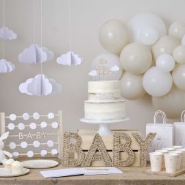 Cake topper nuage en bois Hello baby