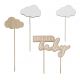 Cake topper nuage en bois Hello baby