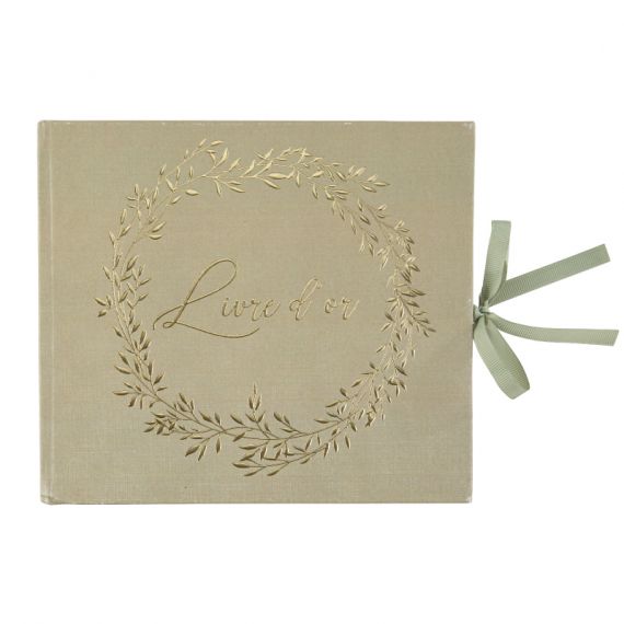 Livre d'or minimaliste vert sauge et or