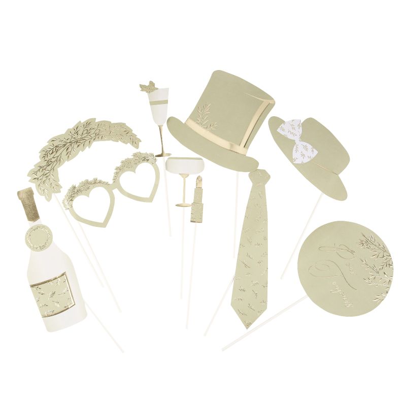 Accessoires photobooth minimaliste vert sauge MODERN CONFETTI