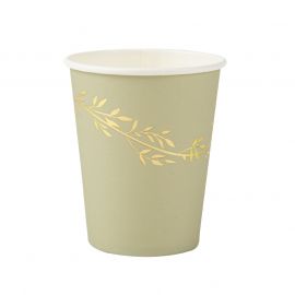 Gobelets vert sauge et or Jolis Brins x8