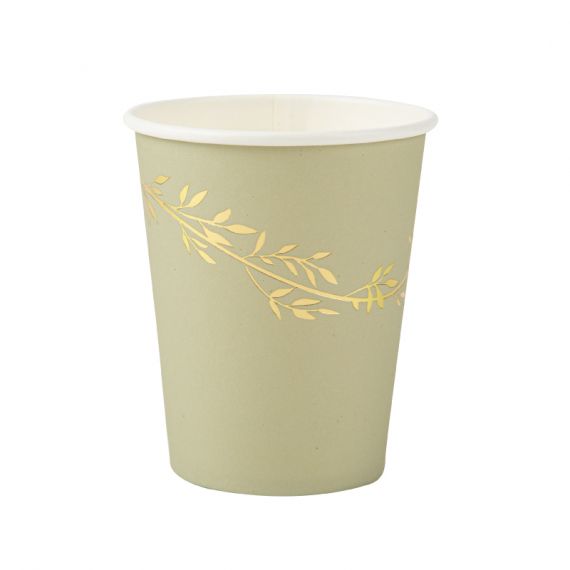 Gobelets vert sauge et or Jolis Brins x8