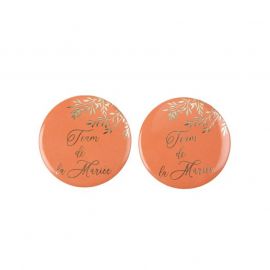 2 Badges EVJF "team de la mariée" terracotta
