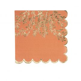 16 Serviettes Terracotta et Or 33 x 33 cm 3 Plis