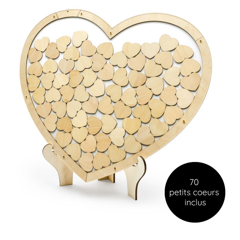 Cadre en bois avec fil pour messages - Livre d'or mariage