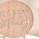 Cake topper rond "happy birthday" en bois