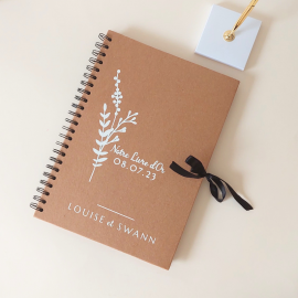 Livre d’or mariage personnalisable kraft - Fleurs sauvages