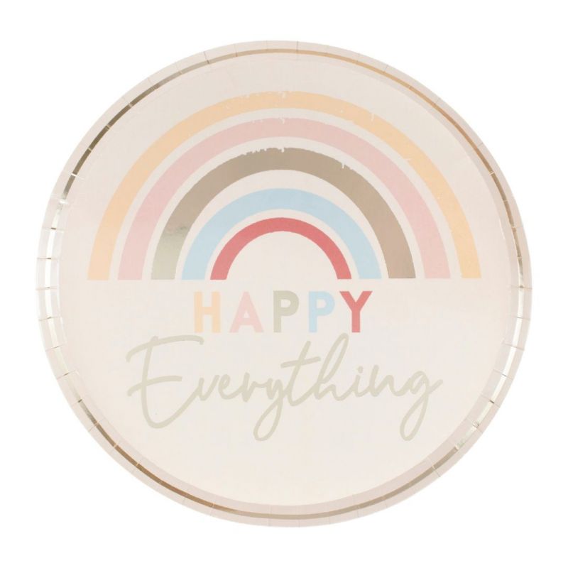 Assiettes arc-en-ciel Happy Everything x8 - MODERN CONFETTI