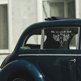 Sticker voiture mariage "ils se sont dit oui" - Fleurs
