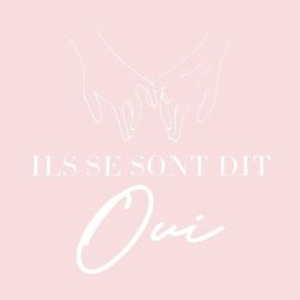 Sticker voiture mariage "ils se sont dit oui" avec mains en filaire