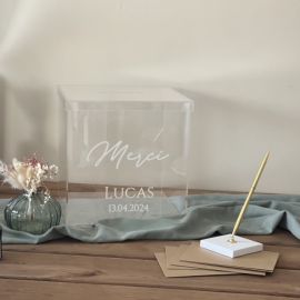 Urne transparente anniversaire personnalisable