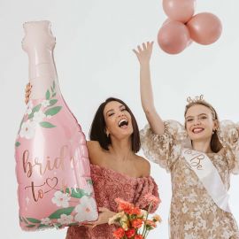 Ballon bouteille EVJF rose "bride to be"