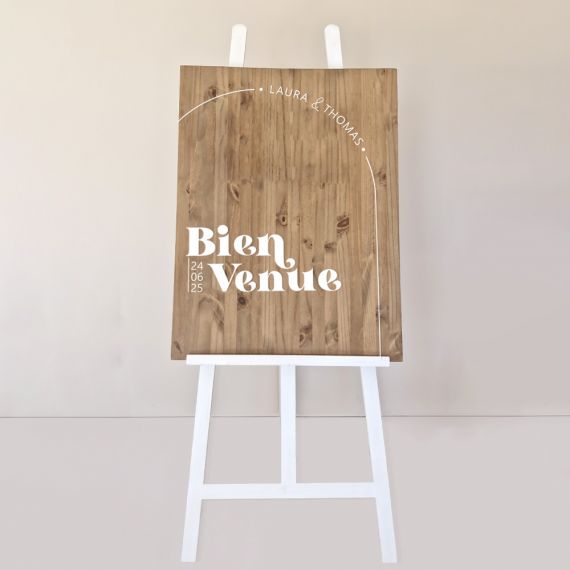 Panneau de bienvenue mariage en bois - Curve