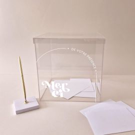 Urne mariage minimaliste transparente plexiglas - Curve