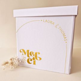 Urne mariage minimaliste blanche et or - Curve