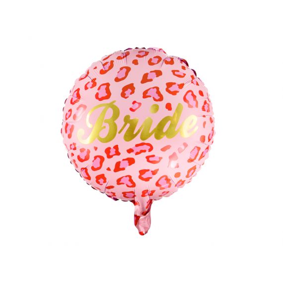 Ballon EVJF "Bride" leopard rouge et rose 45 cm