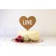 Cake topper coeur LOVE en bois