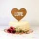 Cake topper coeur LOVE en bois