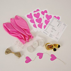 Ballon roses et stickers cœur (par 8)