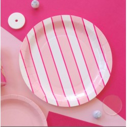 Assiettes design rose (par 12)