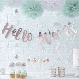 Guirlande baby shower "Hello World"