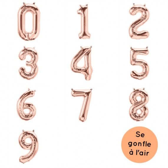 10 ballons anniversaire 1 an rose, rose gold, chiffre 1 - MODERN CONFETTI