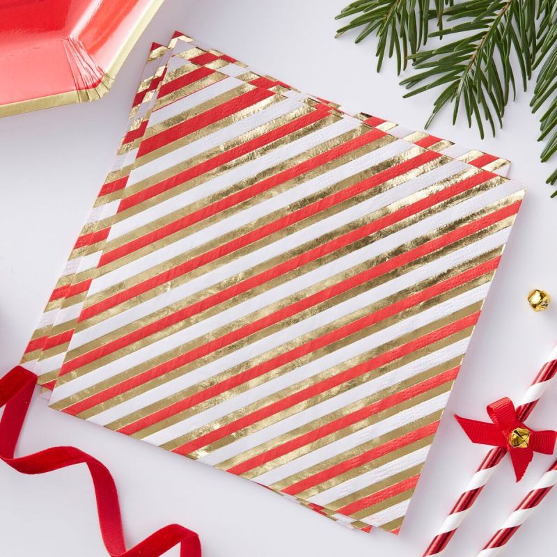 Lot de 20 Serviettes de table de noël - Sapin doré