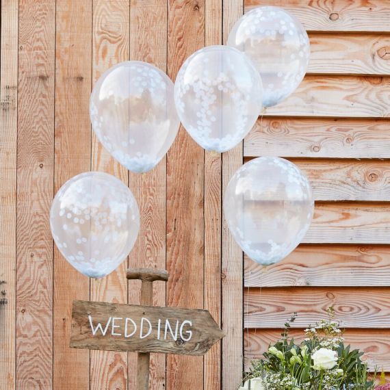 Ballons confettis blancs (par 5)