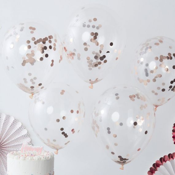 Ballons confetti rose gold (par 5)