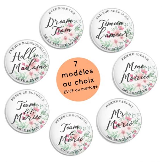 Badges EVJF et mariage champêtre