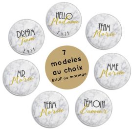 Badges EVJF et mariage collection marbre