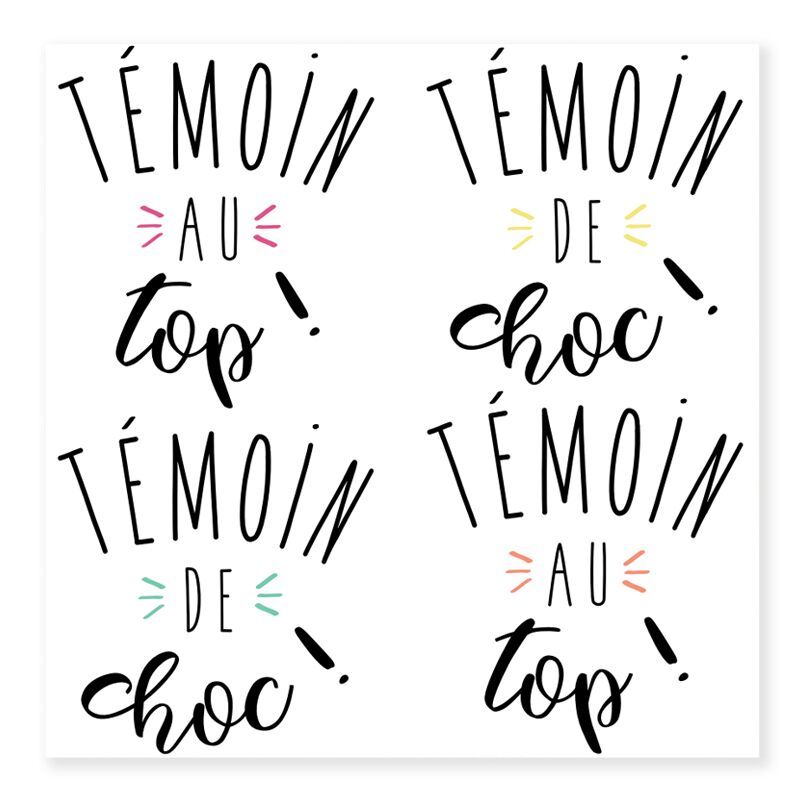 Tatouages Ephemeres Mariage Special Temoins Modern Confetti